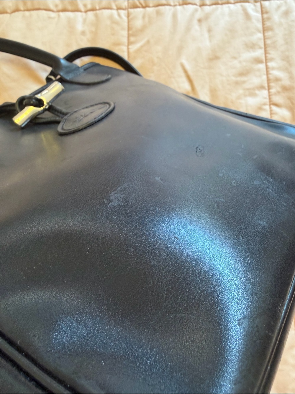 Longchamp Black Leather Tote with Toggle Detail - Picture 4 of 7